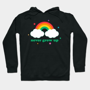 Retro Never Grow Up Funny Vintage Aesthetic Rainbow Streetwear Hoodie